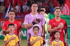 Thủ môn Filip Nguyễn (giữa) chính thức có quốc tịch Việt Nam. (Ảnh: Việt Anh/Vietnam+)