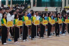18 đại diện xuất sắc từ các tỉnh thành Hà Nội-Huế-Thành phố Hồ Chí Minh sẽ tranh tài tại Vòng chung kết Giải Bóng chuyền Sinh viên Toàn quốc năm 2023. (Ảnh: Việt Anh/Vietnam+)