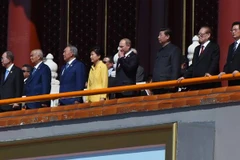 Các nhà lãnh đạo các nước trên thế giới dự lễ kỷ niệm ở thủ đô Bắc Kinh ngày 3/9. (Nguồn: AFP/TTXVN)