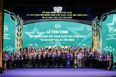 Lễ Tôn vinh và trao danh hiệu 100 Nông dân Việt Nam xuất sắc và Biểu dương 63 hợp tác xã tiêu biểu toàn quốc năm 2023. (Ảnh: VIetnam+)