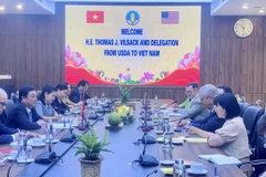 (Buổi làm việc của hai Bộ trưởng. (Ảnh: PV/Vietnam+)