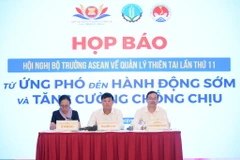 Họp báo giới thiệu về Hội nghị Bộ trưởng ASEAN về Quản lý thiên tai (AMMDM) lần thứ 11. (Ảnh: PV/Vietnam+)