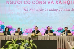 Hội nghị trực tuyến toàn quốc triển khai nhiệm vụ lao động, người có công và xã hội năm 2024. (Ảnh: Hoàng Hiếu/TTXVN)