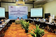 Hội thảo đánh giá giữa kỳ kết quả thực hiện chương trình phòng chống mua bán người, hỗ trợ nạn nhân bị mua bán giai đoạn 2021-2025. (Ảnh: PV/Vietnam+)