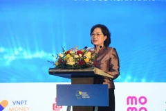 Thống đốc Ngân hàng Nhà nước Việt Nam Nguyễn Thị Hồng phát biểu tại hội thảo. (Ảnh: CTV/Vietnam+)