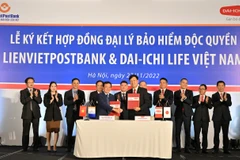 Lãnh đạo hai bên tham gia ký kết. (Ảnh: Vietnam+)