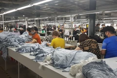 Sản xuất dệt may tại doanh nghiệp Tiên Sơn. (Ảnh: Vietnam+)