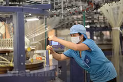 Doanh nghiệp dệt may đẩy mạnh ứng dụng công nghệ, tăng năng suất lao động. (Ảnh: PV/Vietnam+)