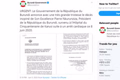 Thông báo của chính phủ Burundi. (Ảnh: Twitter)
