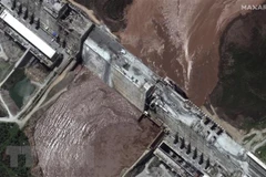 Toàn cảnh công trình xây dựng đập thủy điện Đại Phục Hưng trên sông Nile ở Tây Bắc Ethiopia. (Ảnh: AFP/TTXVN)