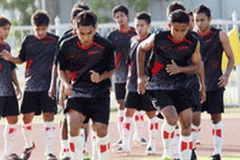 Đội tuyển U23 Malaysia tập luyện chuẩn bị cho kế hoạch đoạt huy chương vàng trong đêm chung kết. (Ảnh: Internet)