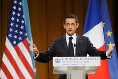 Tổng thống Sarkozy phát biểu tại Đại học Columbia. (Ảnh: Getty Images)