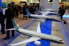 Mô hình máy bay Boeing 737 trưng bày tại Triển lãm Hàng không Singapore năm 2014. (Nguồn: AFP/TTXVN)