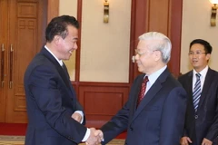 Tổng Bí thư Nguyễn Phú Trọng tiếp Đại sứ CHDCND Triều Tiên Kim Chang In đến chào từ biệt nhân dịp kết thúc nhiệm kỳ công tác tại Việt Nam. (Ảnh: Thống Nhất/TTXVN)