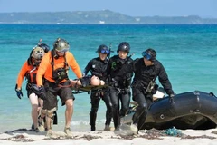 Binh sỹ Nhật Bản và Mỹ trong cuộc tập trận chung ngoài khơi đảo Ukibaru ngày 7/11. (Nguồn: Kyodo/TTXVN)