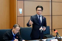 Đại biểu Quốc hội tỉnh Thái Bình Vũ Tiến Lộc thảo luận tại tổ. (Ảnh: An Đăng/TTXVN)