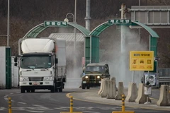 Một điểm kiểm soát gần Khu phi quân sự giữa Triều Tiên và Hàn Quốc ở Paju ngày 11/2. (Nguồn: AFP/TTXVN)