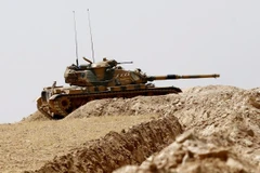 Binh sĩ Thổ Nhĩ Kỳ trong chiến dịch quân sự chống IS tại Gaziantep, khu vực biên giới với Syria, ngày 27/8. (Nguồn: AFP/TTXVN)