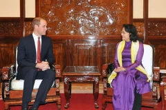 Phó Chủ tịch nước Đặng Thị Ngọc Thịnh tiếp Công tước xứ Cambridge William Arthur Philip Louis. (Ảnh: Nguyễn Khang/TTXVN)