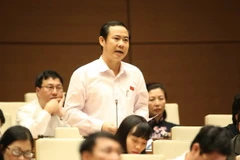Đại biểu Quốc hội tỉnh Phú Yên Nguyễn Thái Học chất vấn các thành viên Chính phủ. (Ảnh: Phương Hoa/TTXVN)