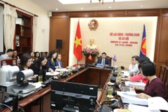Hội nghị Bộ trưởng Lao động ASEAN lần thứ 26 theo hình thức trực tuyến. (Ảnh: Anh Tuấn/TTXVN)