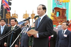 Chủ tịch nước Trần Đại Quang phát biểu tại lễ hội. (Ảnh: Quốc Khánh/TTXVN)