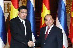 Thủ tướng Nguyễn Xuân Phúc tiếp Chủ tịch Hội đồng Lập pháp Quốc gia Vương quốc Thái Lan Pornpetch Wichitcholchai (Ảnh: Thống Nhất/TTXVN)