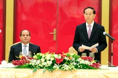 Chủ tịch nước Trần Đại Quang đọc diễn văn tại tiệc chiêu đãi. (Ảnh: Nhan Sáng/TTXVN)