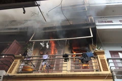 Hiện trường vụ cháy. (Ảnh: Quý Trung/TTXVN)