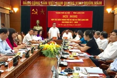 Ông Hoàng Trung Hải, Ủy viên Bộ Chính trị, Bí thư Thành ủy Hà Nội phát biểu tại hội nghị. (Ảnh: Nguyễn Thắng/TTXVN)