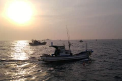 Tàu đánh cá của Triều Tiên ở ở khúc vực vùng biển giáp ranh với Hàn Quốc. (Nguồn: Yonhap)