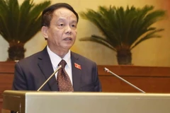 Chủ nhiệm Ủy ban Quốc phòng và An ninh của Quốc hội Võ Trọng Việt trình bày Báo cáo giải trình, tiếp thu, chỉnh lý dự án Luật cảnh vệ. (Ảnh: Phương Hoa/TTXVN)