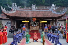 Nghi thức tế tổ do đội tế xã Chu Hóa thực hiện. (Ảnh: Trung Kiên/TTXVN)