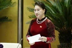 Chủ tịch Quốc hội Nguyễn Thị Kim Ngân phát biểu điều hành phiên chất vấn. (Ảnh: Văn Điệp/TTXVN)