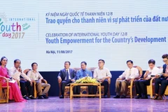 Quang cảnh buổi đối thoại giữa thanh niên với lãnh đạo Trung ương, các bộ, ngành và đại diện các tổ chức Liên hợp quốc tại Việt Nam. (Ảnh: Văn Điệp/TTXVN)