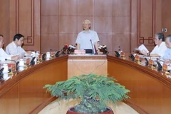 Tổng Bí thư Nguyễn Phú Trọng, Trưởng Ban Chỉ đạo Trung ương về phòng chống tham nhũng phát biểu chỉ đạo cuộc họp. (Ảnh: Trí Dũng/TTXVN)