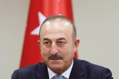 Ngoại trưởng Thổ Nhĩ Kỳ Mevlut Cavusoglu phát biểu trong cuộc họp báo ở Ankara. (Nguồn: AFP/TTXVN)