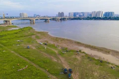 Bãi bồi ven sông Hồng mở ra nhiều cơ hội để xây dựng các không gian sáng tạo. (Ảnh: TTXVN phát)
