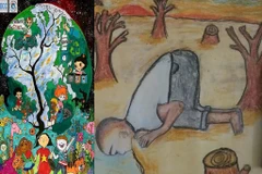 Hình ảnh 2 tác phẩm giành giải nhất cuộc thi sáng tác nghệ thuật với chủ đề “Bảo vệ tầng ozone để bảo vệ khí hậu Trái Đất.” (Ảnh: Cục BĐKH cung cấp) 