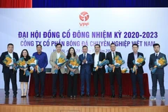Hình ảnh Đại hội đồng cổ đông nhiệm kỳ 2020-2023 của Công ty cổ phần Bóng đá chuyên nghiệp Việt Nam sáng 28/11. (Ảnh: Đức Cường/Vietnam+) 