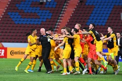 U23 Australia vui sướng vì giành vé dự Olympic Tokyo 2020. (Ảnh: AFC)