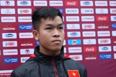 Tiền vệ Hữu Thắng vừa vô địch hạng Nhất Quốc gia 2020 cùng câu lạc bộ Bình Định. (Ảnh: Hiển Nguyễn/Vietnam+) 