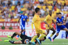 Nam Định thắng 1-0 Quảng Nam ở vòng 9 V-League 2020 chiều 12/7. (Ảnh: VPF) 