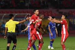 Viettel thắng 1-0 Bình Dương ở vòng 3 giai đoạn hai V-League 2020 để giữ vững ngôi đầu bảng xếp hạng. (Ảnh: Giang Hiển/Vietnam+) 