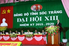 Ủy viên Bộ Chính trị, Chủ tịch Ủy ban Trung ương MTTQ Việt Nam Nguyễn Thiện Nhân phát biểu chỉ đạo Đại hội Đảng bộ tỉnh Sóc Trăng, sáng 28/10. (Ảnh: Nguyễn Dân/TTXVN)