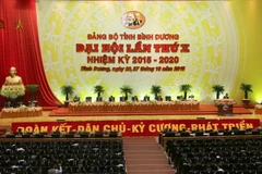 Quang cảnh Đại hội đại biểu Đảng bộ tỉnh Bình Dương lần thứ X, phiên khai mạc sáng 26/10. (Ảnh: Quách Lắm/TTXVN)