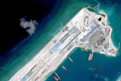 Công trình bồi lấp của Trung Quốc trên Đá Chữ Thập mà Trung Quốc chiếm đóng trái phép ở quần đảo Trường Sa thuộc chủ quyền của Việt Nam. (Nguồn: AFP) 