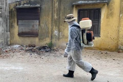 Phun thuốc khử khuẩn phòng chống dịch bệnh COVID-19 (Ảnh minh họa: Công Thử/TTXVN)