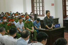 Các bị cáo tại phiên tòa xét xử sơ thẩm. (Ảnh: Trọng Đạt/TTXVN)