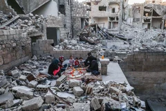 Cảnh đổ nát sau các cuộc giao tranh tại Idlib, Syria, ngày 4/5/2020. (Ảnh: AFP/TTXVN)